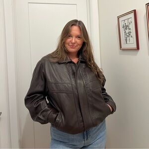 Vintage brown leather bomber